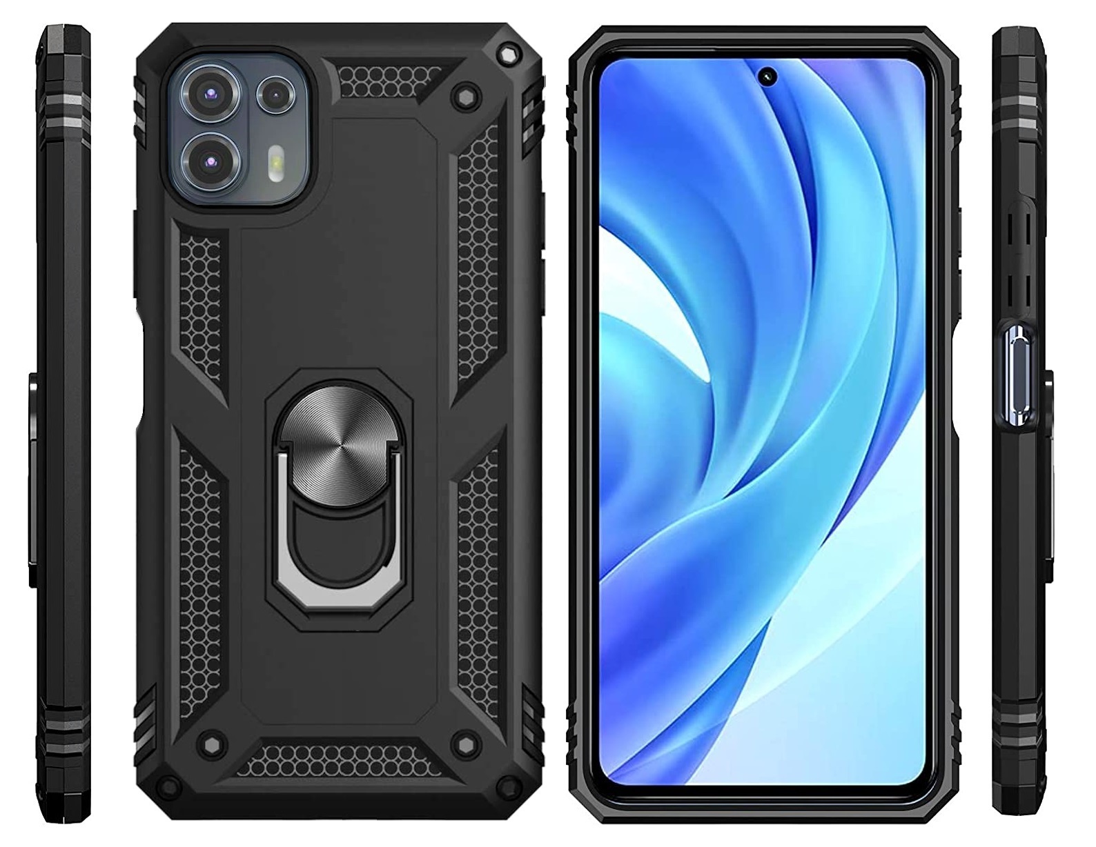 Protectores para celular  para Motorola  Edge 20 Lite Funda reforzada con anillo v2 Negro